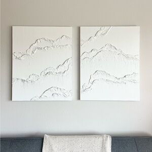 Textured 3D Wall Art “Beach Waves” Set of 2, 16”x20”